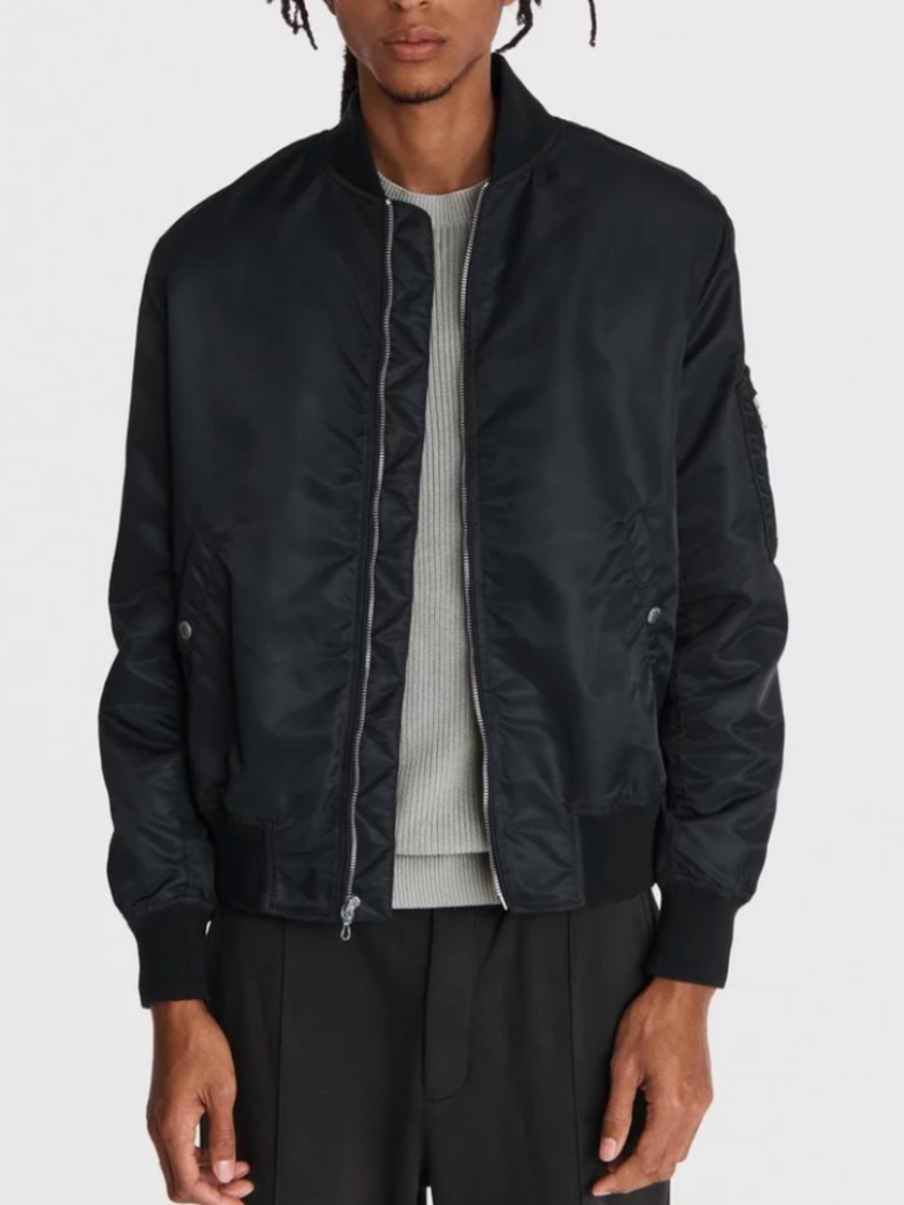 Rag & Bone Black Bomber Jacket in XL